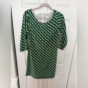 Old Navy Women's Green and White Geometric Fully Lined Shift Dress size S